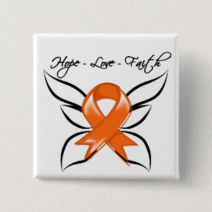 Hope Love Faith Butterfly - Multiple Sclerosis Vierkante Button 5,1 Cm