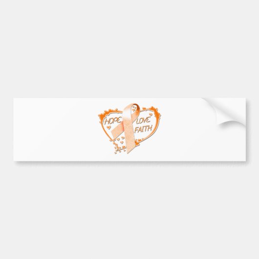 Hope Love Faith Heart (Oranje) Bumpersticker (Voorkant)