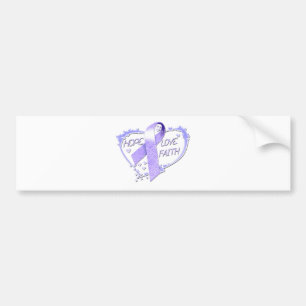 Hope Love Faith Heart (paars) Bumpersticker