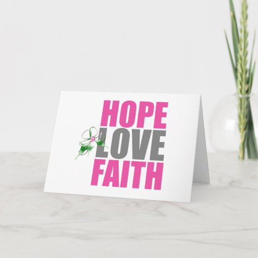 Hope Love Faith kerstHolly Feestdagen Kaart (Voorkant)