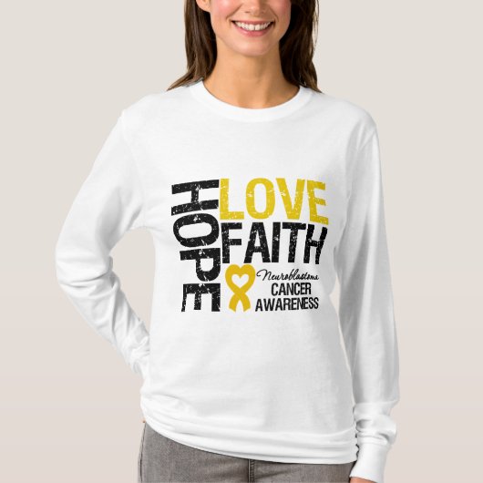 Hope Love Faith Neuroblastoma T-shirt (Voorkant)