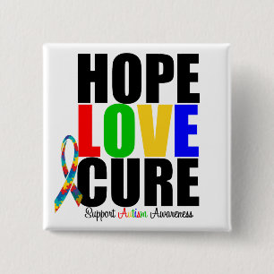 Hope Love Faith Puzzle Ribbon Autisme Vierkante Button 5,1 Cm