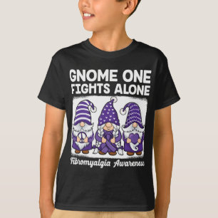 Hope Love Gnomes Paarse lint Fibromyalgie Awaren T-shirt
