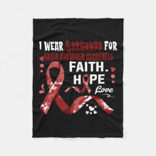 Hope Love Ik Draag Bourgondië voor Brain Aneurysm Fleece Deken