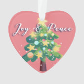 Hope Love Joy Peace Carton kerstboomroze Ornament (achterkant)