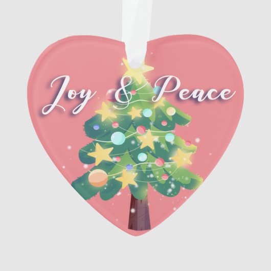 Hope Love Joy Peace Carton kerstboomroze Ornament (achterkant)
