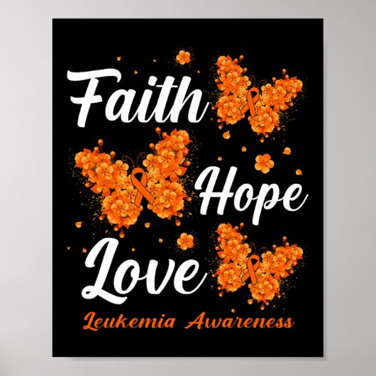 Hope Love Leukemia Awareness Butterfly Poster (Voorkant)