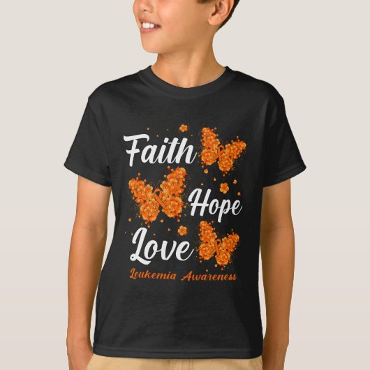 Hope Love Leukemia Awareness Butterfly T-shirt (Voorkant)