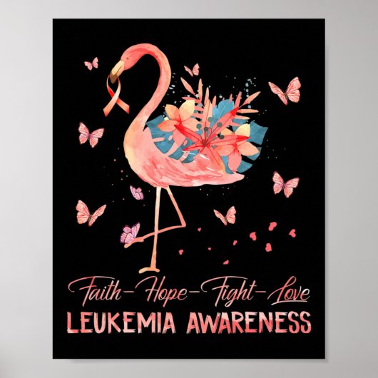 Hope Love Pink Flamingo Borst Leukemie Bewustzijn Poster (Voorkant)