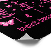 Hope Love Pink Ribbon Borstkanker Awareness Dais Poster (Hoek)