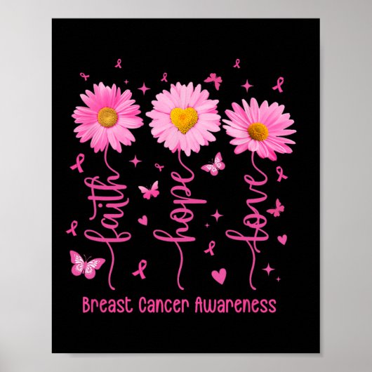 Hope Love Pink Ribbon Borstkanker Awareness Dais Poster (Voorkant)