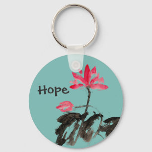 Hope & Love Positive Quote Waterverf Sleutelhanger