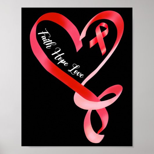 Hope Love Red Ribbon Heart Disease Awareness 1 Poster (Voorkant)
