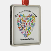 Hope Love Sterke Courage Awareness Matets Metalen Ornament (Rechts)