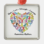 Hope Love Sterke Courage Awareness Matets Metalen Ornament (Voorkant)
