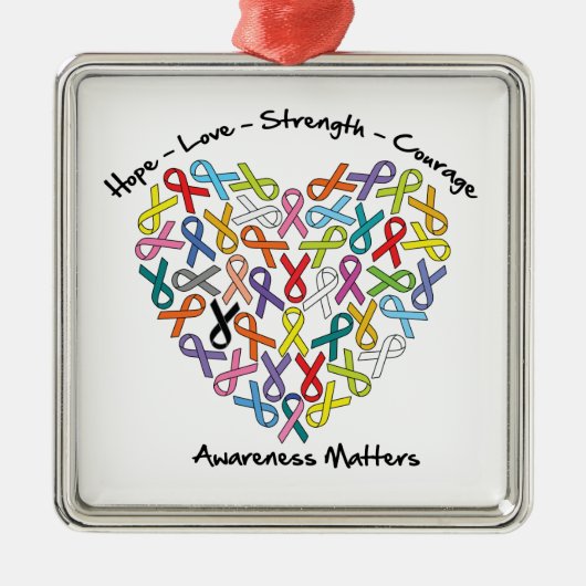 Hope Love Sterke Courage Awareness Matets Metalen Ornament (Voorkant)