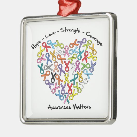 Hope Love Sterke Courage Awareness Matets Metalen Ornament (Links)