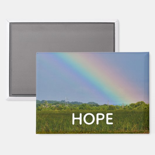 HOPE magnet with image of a rainbow over a field (Voorkant / Achterkant)