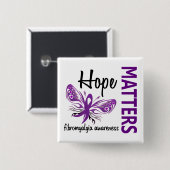 Hope Matters Butterfly Fibromyalgia Vierkante Button 5,1 Cm (Voorkant /achterkant)