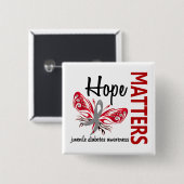 Hope Matters Butterfly Juvenile Diabetes Vierkante Button 5,1 Cm (Voorkant /achterkant)