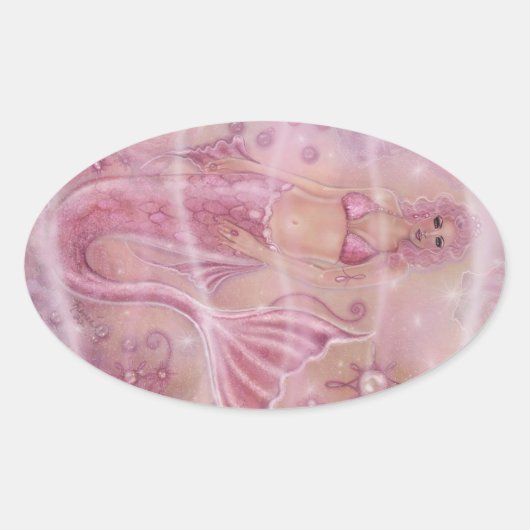 Hope Mermaid van Renee L. Lavoie Ovale Sticker (Voorkant)