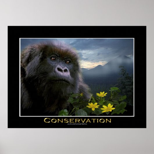 "HOPE" Mountain Gorilla Africa Wildlife Art Poster (Voorkant)