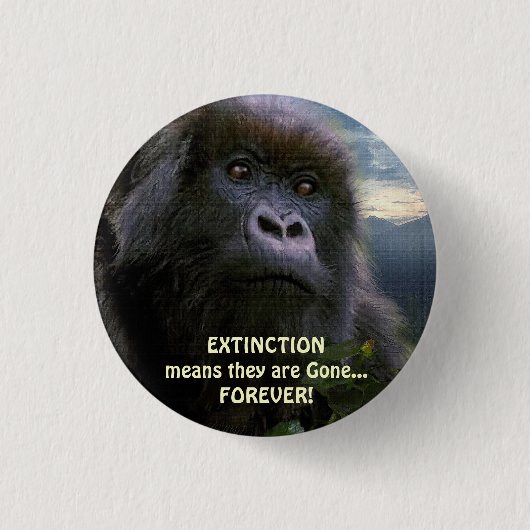 "HOPE" Mountain Gorilla anti-uitsterven Button (Voorkant)