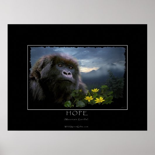 HOPE Mountain Gorilla Wildlife Art Print (Voorkant)