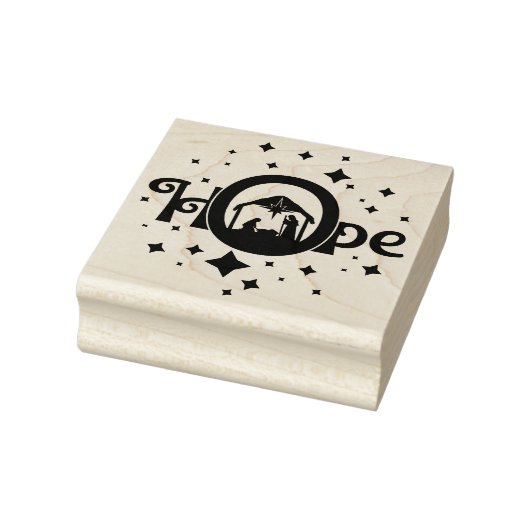 Hope Nativity Christmas Square Wood Rubberstempel (Stempel)