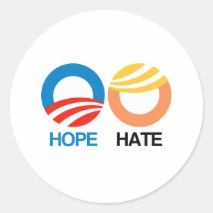 HOPE (Obama) vs. HATE (Trump) Ronde Sticker
