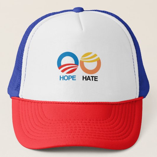 HOPE (Obama) vs. HATE (Trump) Trucker Pet (Voorkant)