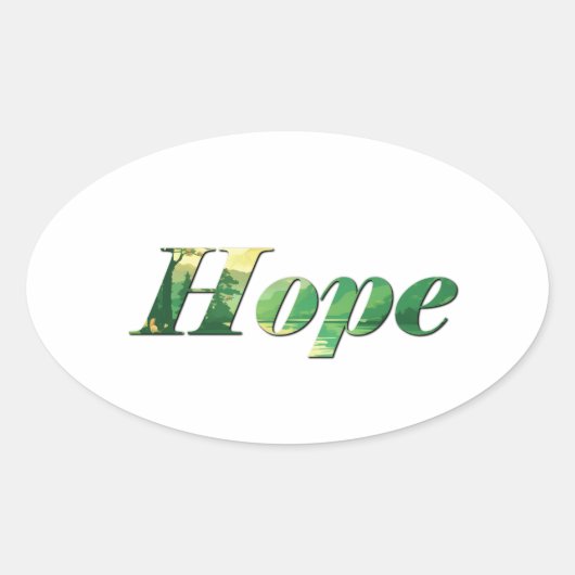 Hope. Ovale Sticker (Voorkant)