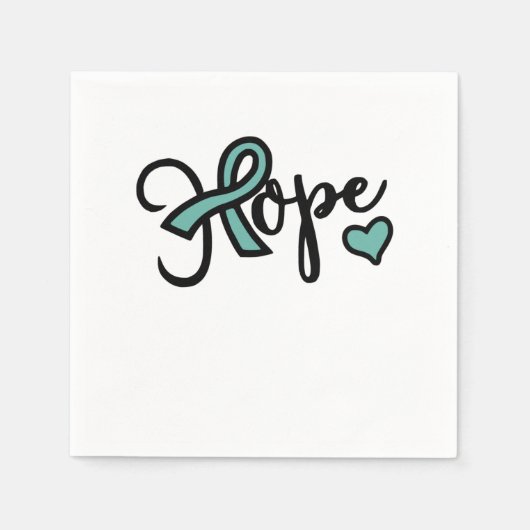 Hope Ovario Cancer Awareness Blauwgroen Love Servet (Voorkant)