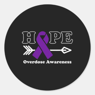 Hope - Overdose Awareness Purple Ribbon Ronde Sticker