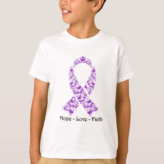 Hope Paars Awareness Ribbon T-shirt (Voorkant)