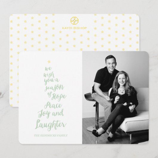 Hope Peace Joy en Laughter Holiday Photo Card Feestdagenkaart (Voorkant / Achterkant)