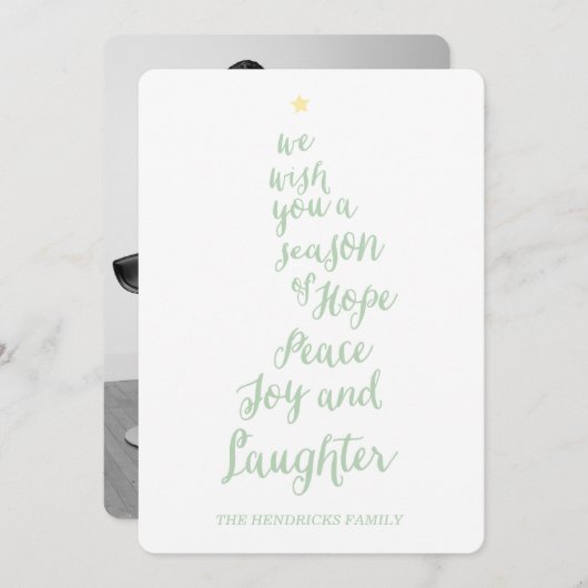 Hope Peace Joy en Laughter Holiday Photo Card Feestdagenkaart (Voorkant / Achterkant)