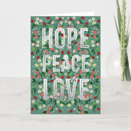 Hope Peace Love Botanical Christmas Feestdagen Kaart
