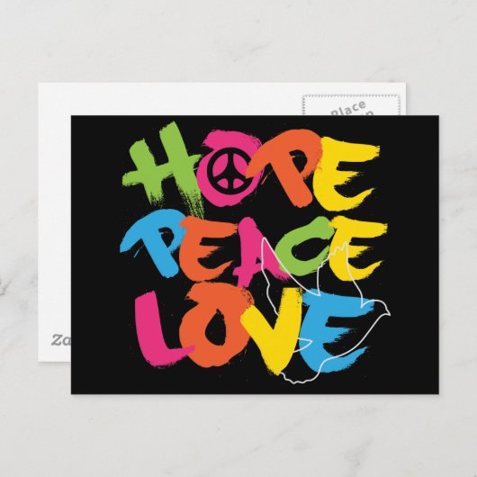 Hope Peace Love Briefkaart (Voorkant / Achterkant)