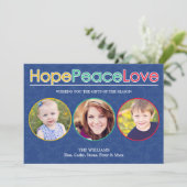 Hope Peace Love Foto's Vakantie Flat Kaart (Staand voorkant)