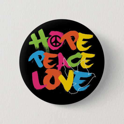 Hope Peace Love Ronde Button 5,7 Cm (Voorkant)