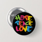 Hope Peace Love Ronde Button 5,7 Cm (Voorkant /achterkant)