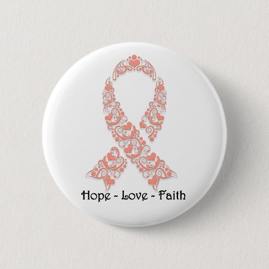 Hope Peach Awareness Ribbon Ronde Button 5,7 Cm (Voorkant)