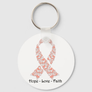 Hope Peach Awareness Ribbon Sleutelhanger