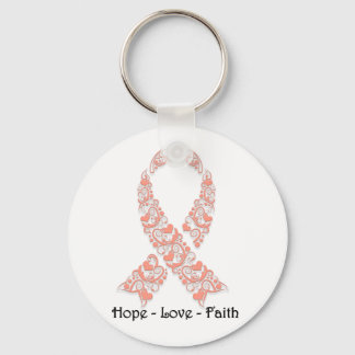 Hope Peach Awareness Ribbon Sleutelhanger