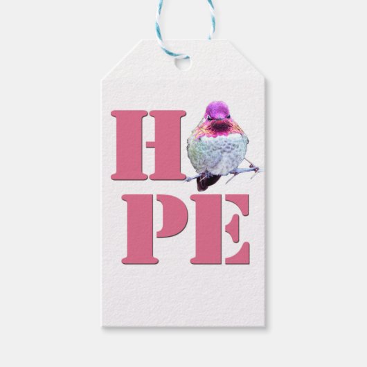 HOPE Pink Anna's Hummingbird Foto Gift Label Cadeaulabel (Voorkant)