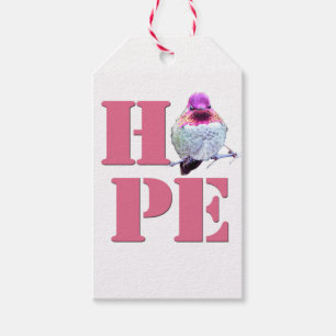 HOPE Pink Anna's Hummingbird Foto Gift Label Cadeaulabel