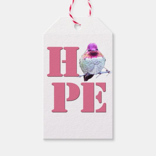 HOPE Pink Anna's Hummingbird Foto Gift Label Cadeaulabel (Voorkant)