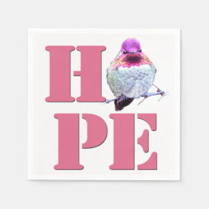 HOPE Pink Anna's Hummingbird Foto Napkin Servet