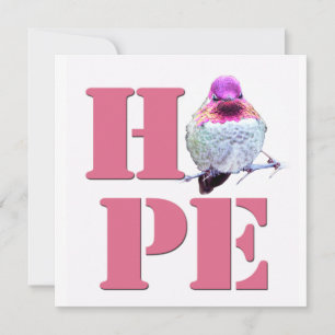 HOPE Pink Anna's Hummingbird Photo Square Card Bedankkaart